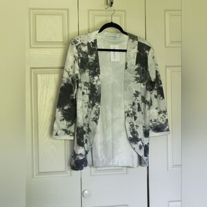 NWT Nommo Grey White Jacket Blazer Size Large Soft Stretchy Comfortable